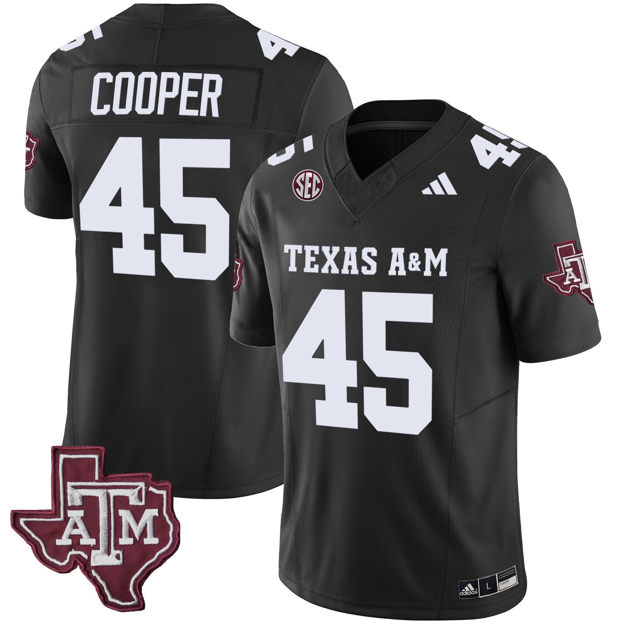 Men Texas A&M Aggies #45 Cooper Black 2024 Vapor Limited NCAA Jersey style 1